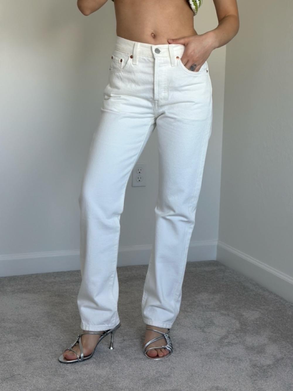 Levi's Brand new with tags White 501 High-Rise Straight Jeans